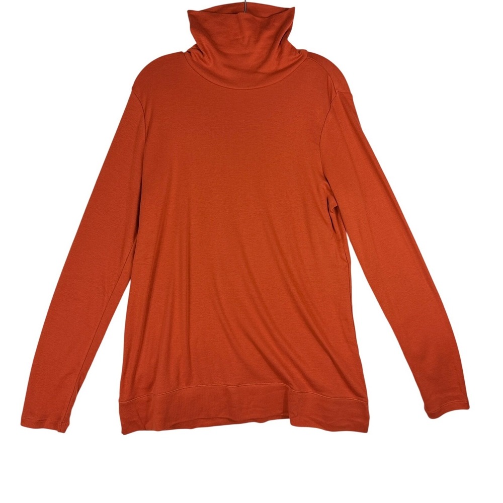 J. Jill Perfect Pima Cotton Turtleneck Top Welsh Poppy Orange‎ Medium Tall NWT
